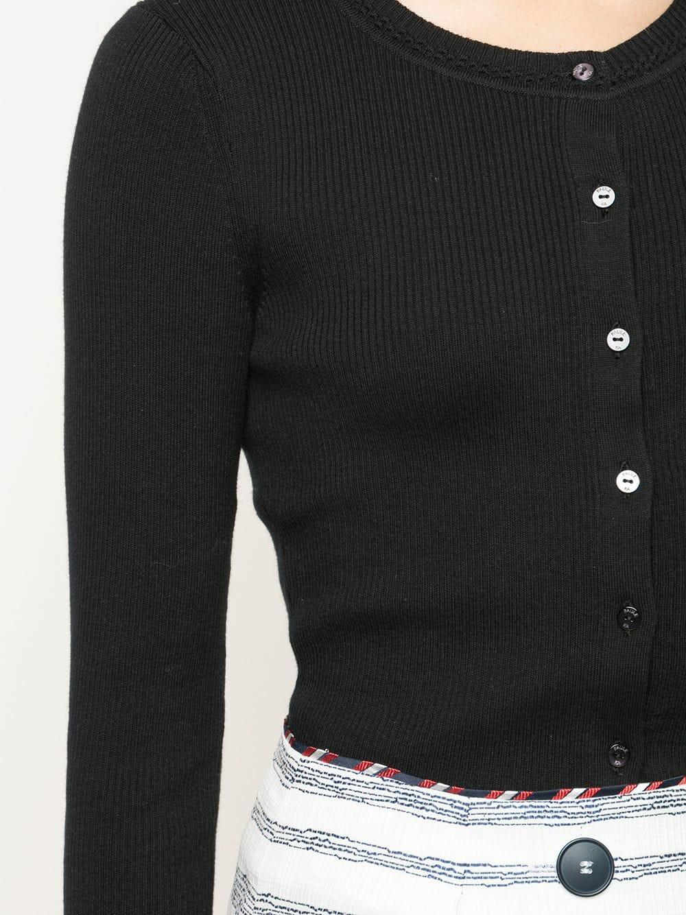 Paule Ka - Black Knit Ribbed Cardigan