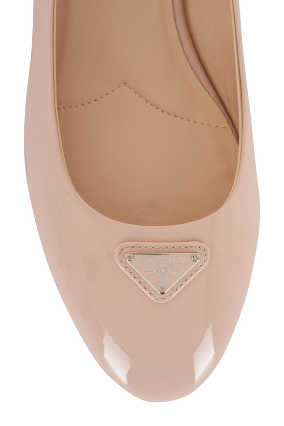 Prada - Cipria Patent Leather Ballerina Flat 