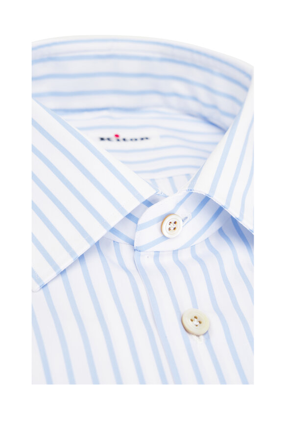 Kiton - Blue Stripe Cotton Dress Shirt