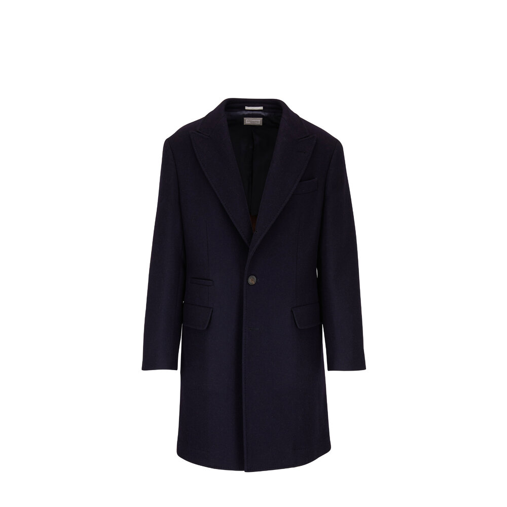 Brunello Cucinelli - Navy Wool Topcoat | Mitchell Stores