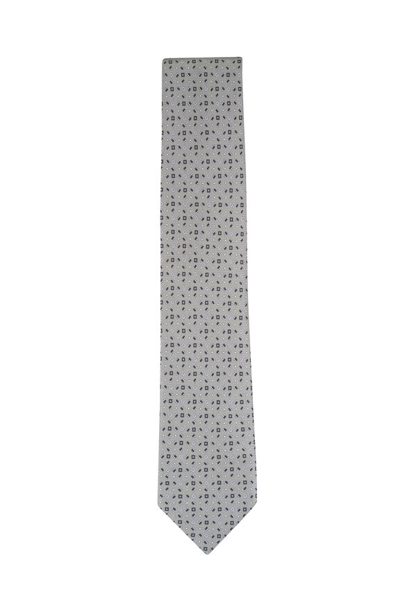 Brioni Khaki Micro Print Flannel Silk Necktie