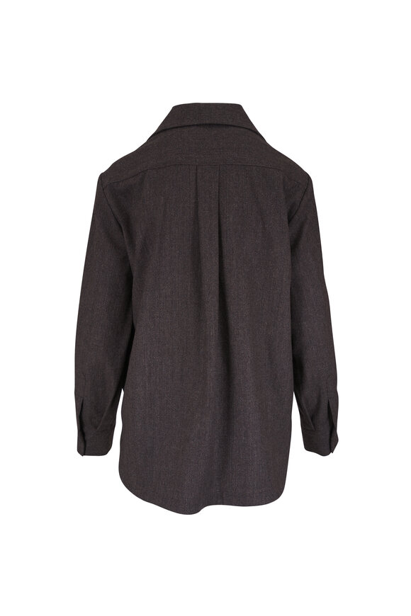 Kiton Chocolate Button Down Blouse - view 6