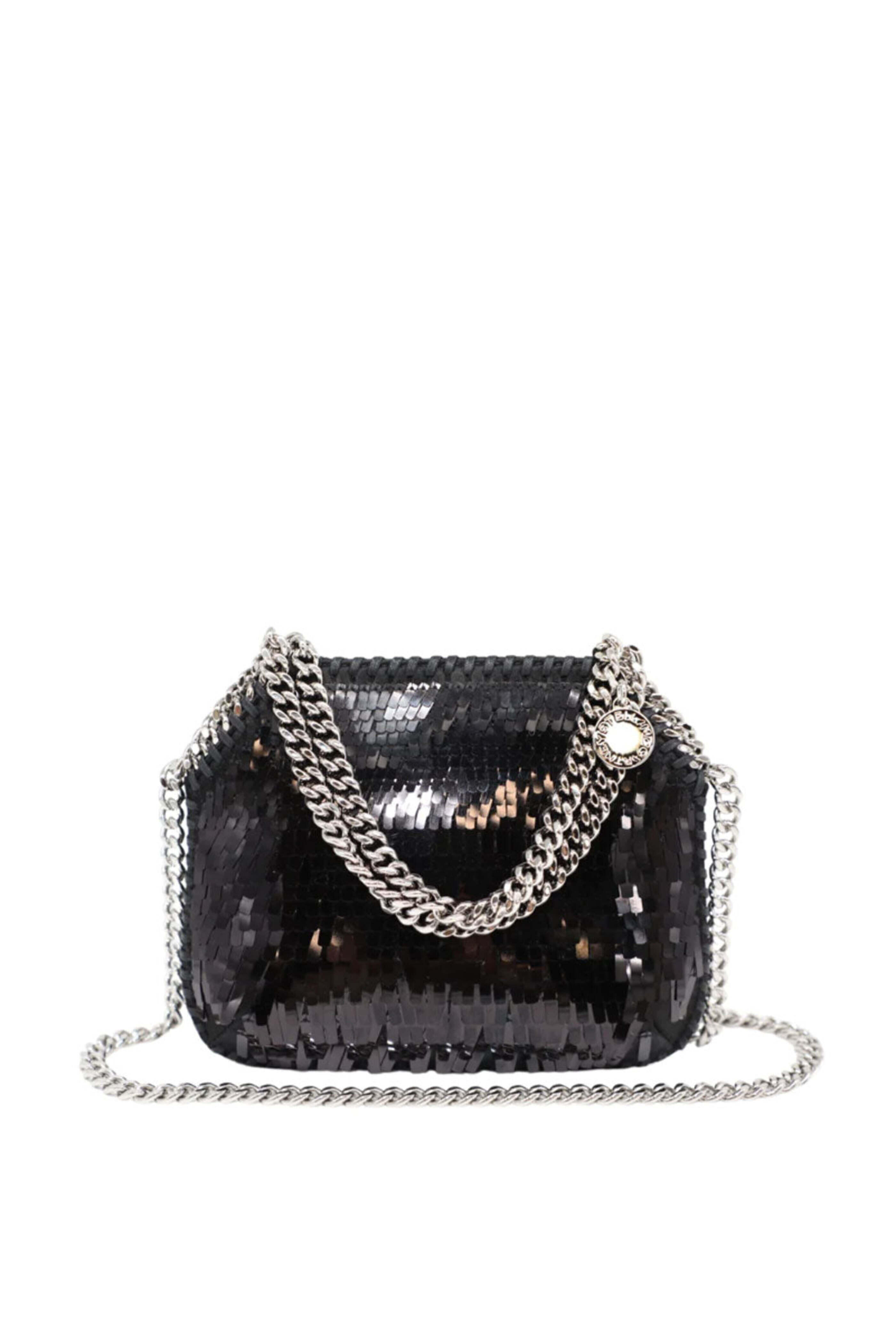 財布・小物その他 Stella Mccartney Mini Shoulder Bag With Diamond-Cut Women Dark grey metallic Falabella Wallet Crossbody Bag