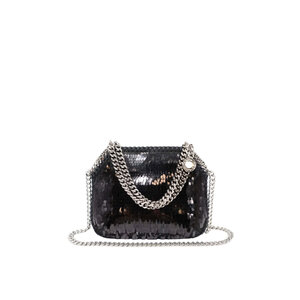 Stella McCartney - Mini Falabella Sequined Shoulder Bag in Black