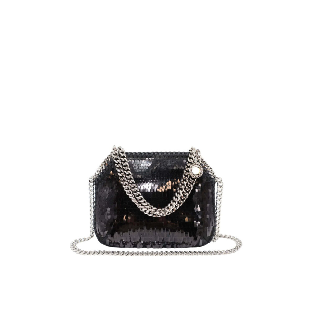 Stella McCartney - Mini Falabella Sequined Shoulder Bag in Black