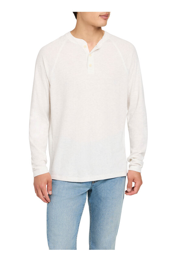 Faherty Brand Ivory Heather Long Sleeve Cloud Henley - view 4