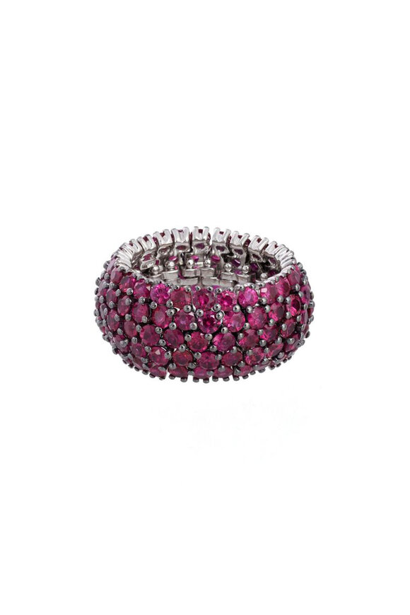 Sidney Garber Flexible Ruby Dome Ring - view 1
