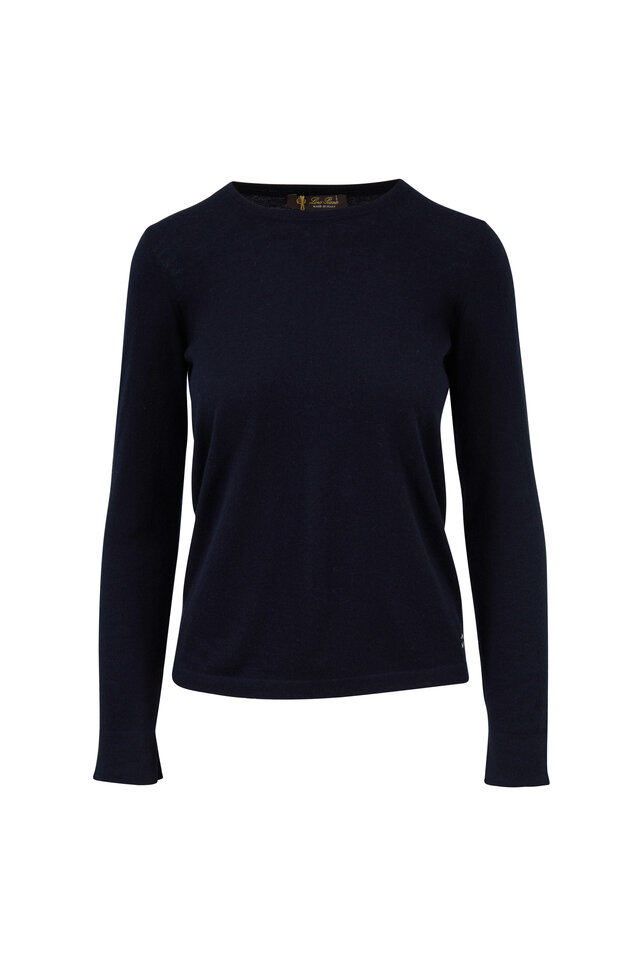 ［Ｓono］BRUNELLO CUCINELLI Vネック長袖トップス Brunello Cucinelli - Navy Monili Trim V-Neck Top