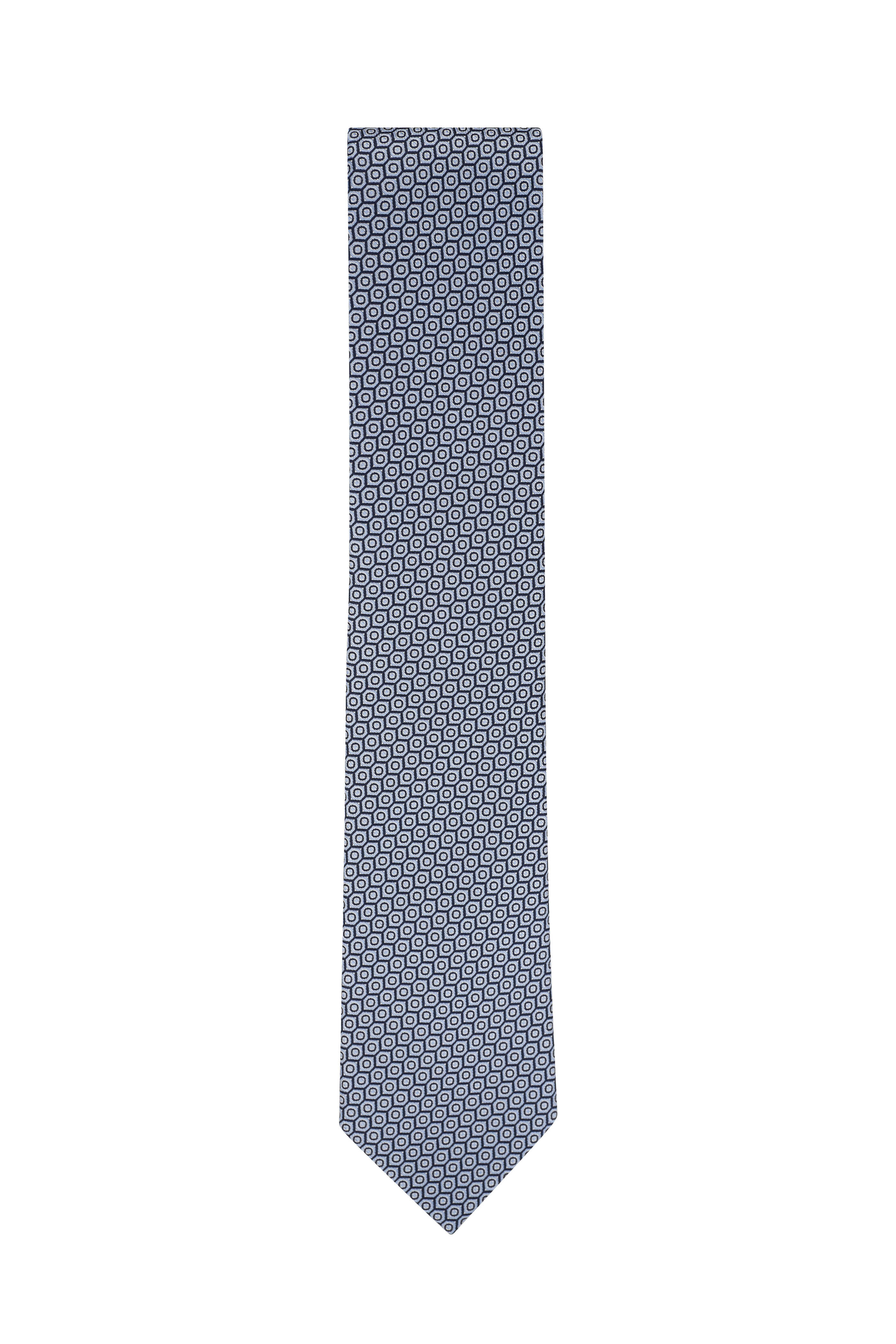 Zegna Blue Silk Print Necktie Mitchell Stores