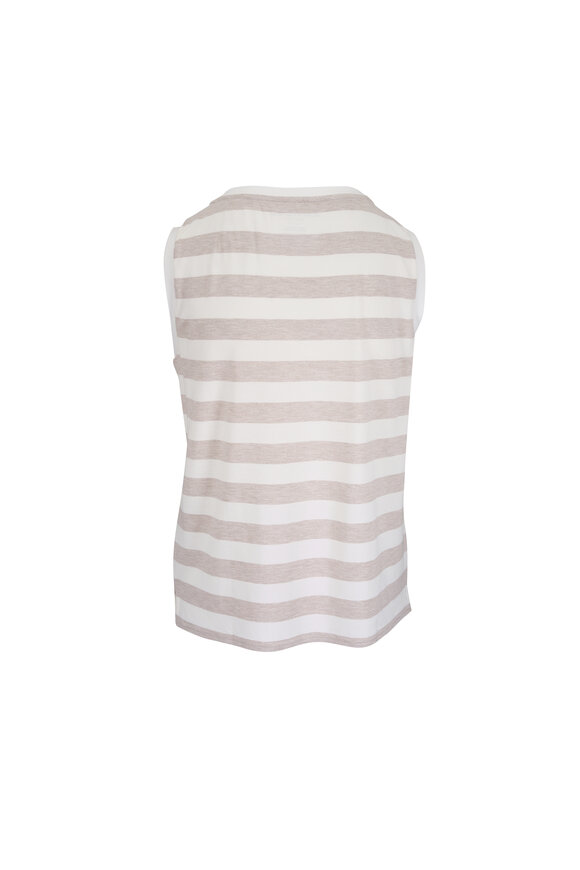 Majestic Soft Touch Ecru Stripe Boatneck Tank - view 2