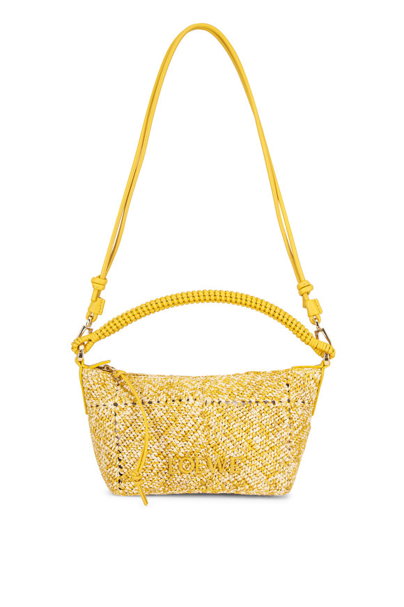 Loewe Cala Mustard Leather & Raffia Top Handle Bag - view 1