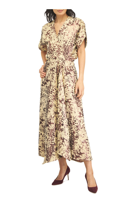 Zero + Maria Cornejo Long Aki Wave Copper Spot Metallic Jacquard Dress - view 2