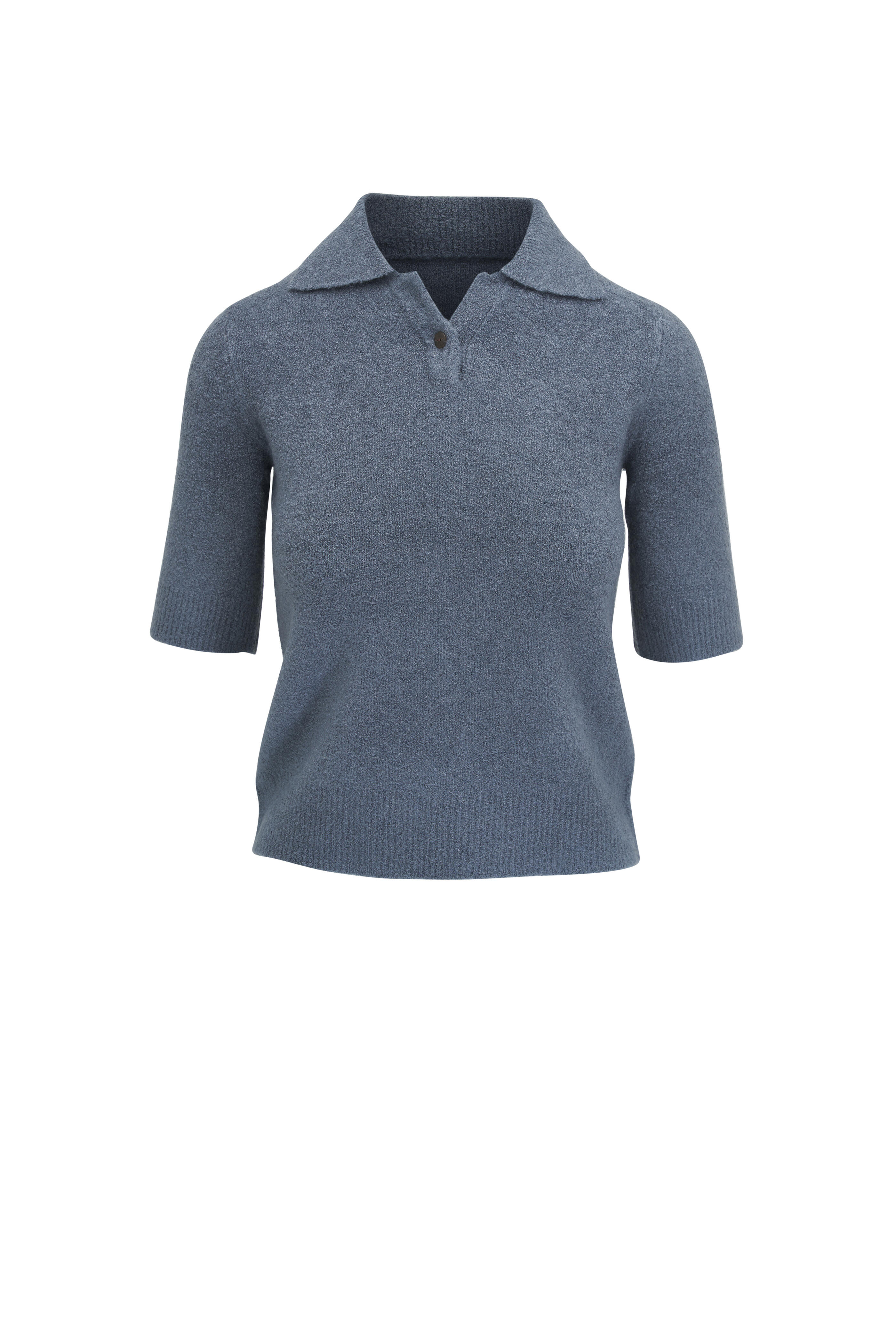 ヴィンス Vince Silk Blend Polo レディース Sweaters Mist Grey Vince - Lake Stone Soft Bouclé Polo Sweater | Mitchell Stores