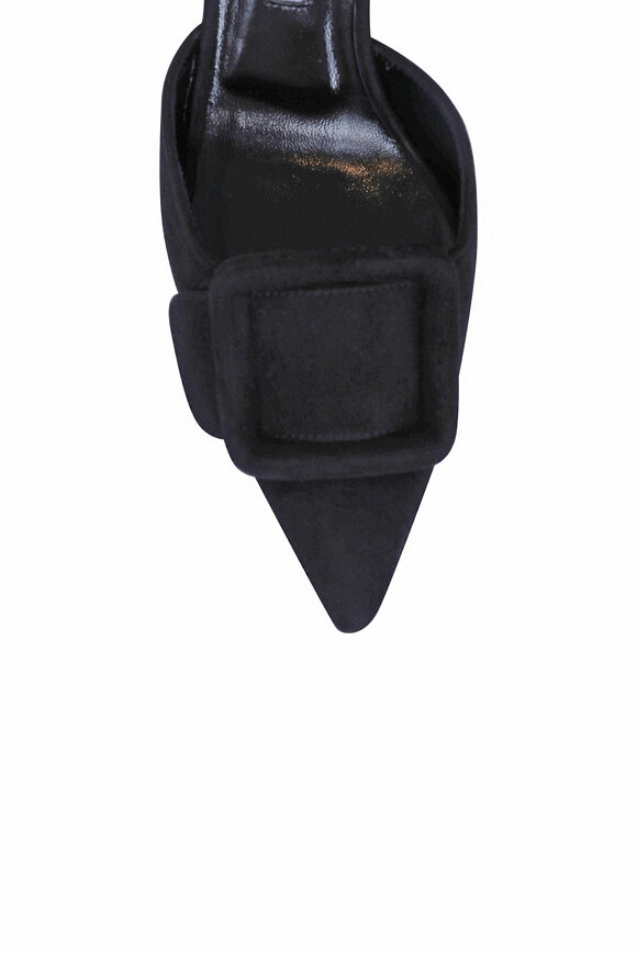 Manolo Blahnik Maysli Gala Black Suede Pump, 70mm - view 4