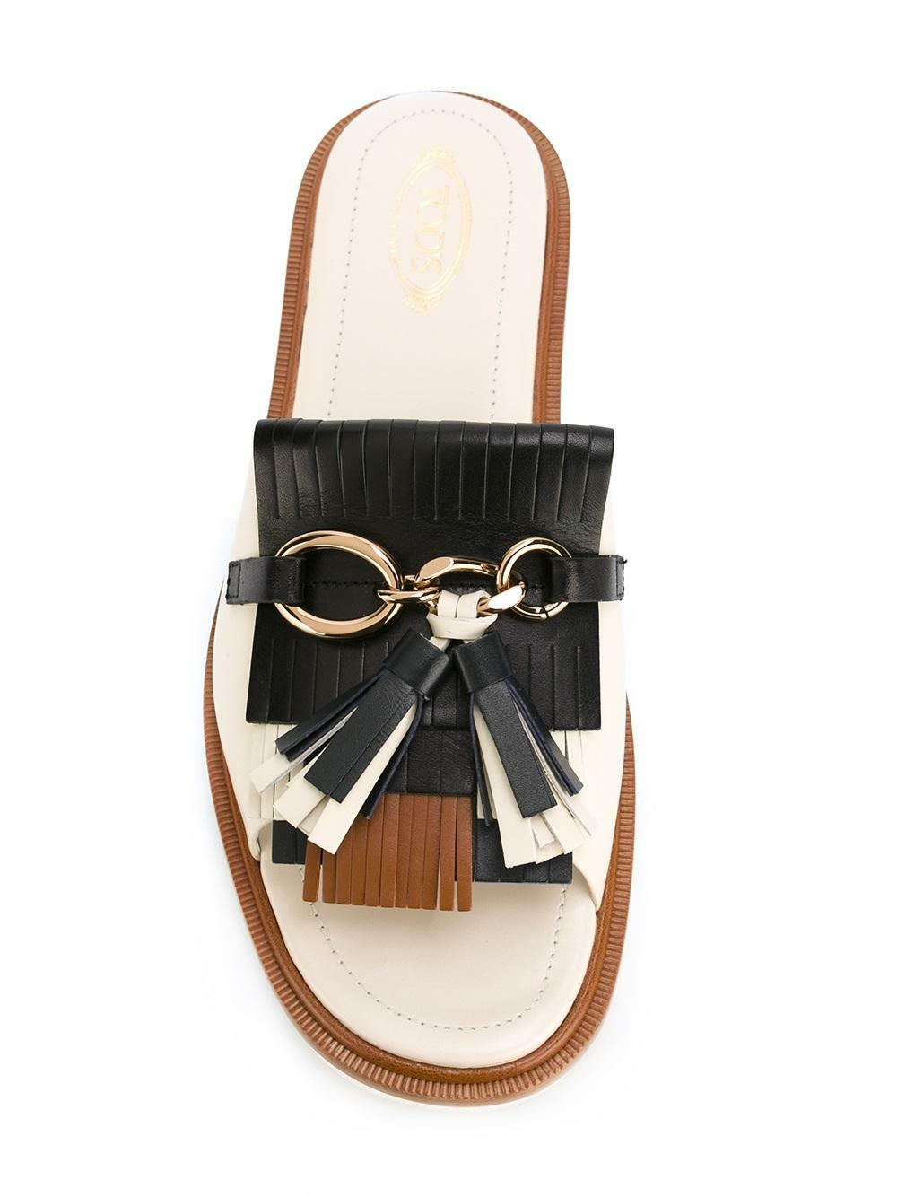 Tod's - Ivory Fringed Tassel Platform Slide, 40mm