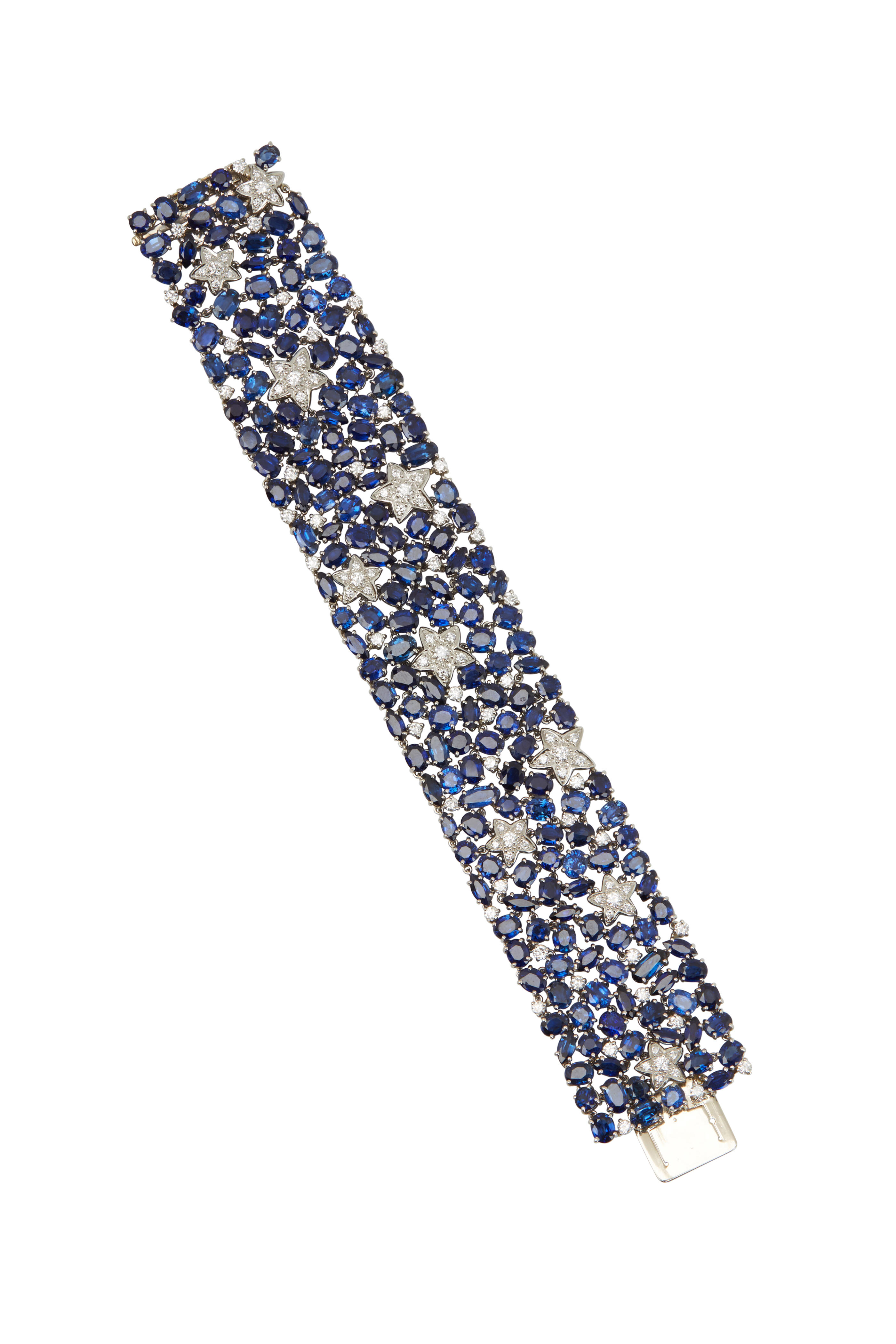 Oscar Heyman - Platinum Blue Sapphire Diamond Star Line Bracelet