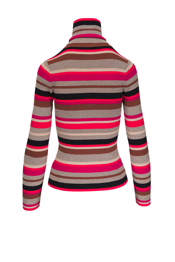 L'Agence - Olene Orange & Pink Multi Stripe Turtleneck