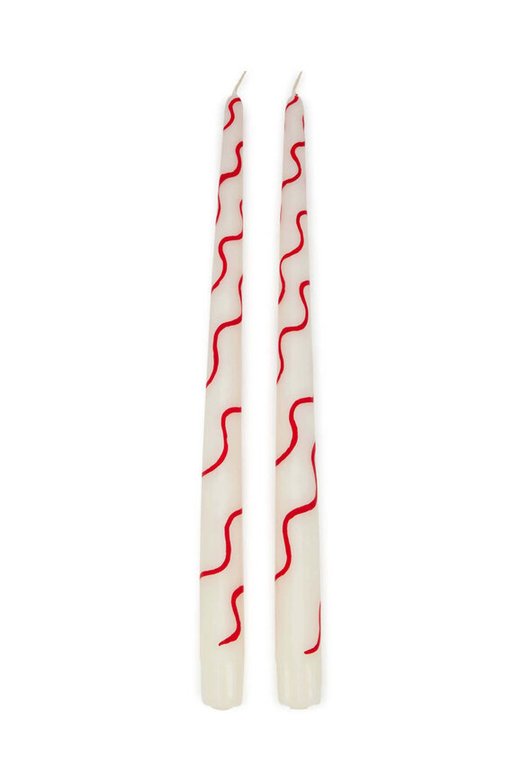 Misette Primary Squiggle Hand Painted Candles in Red