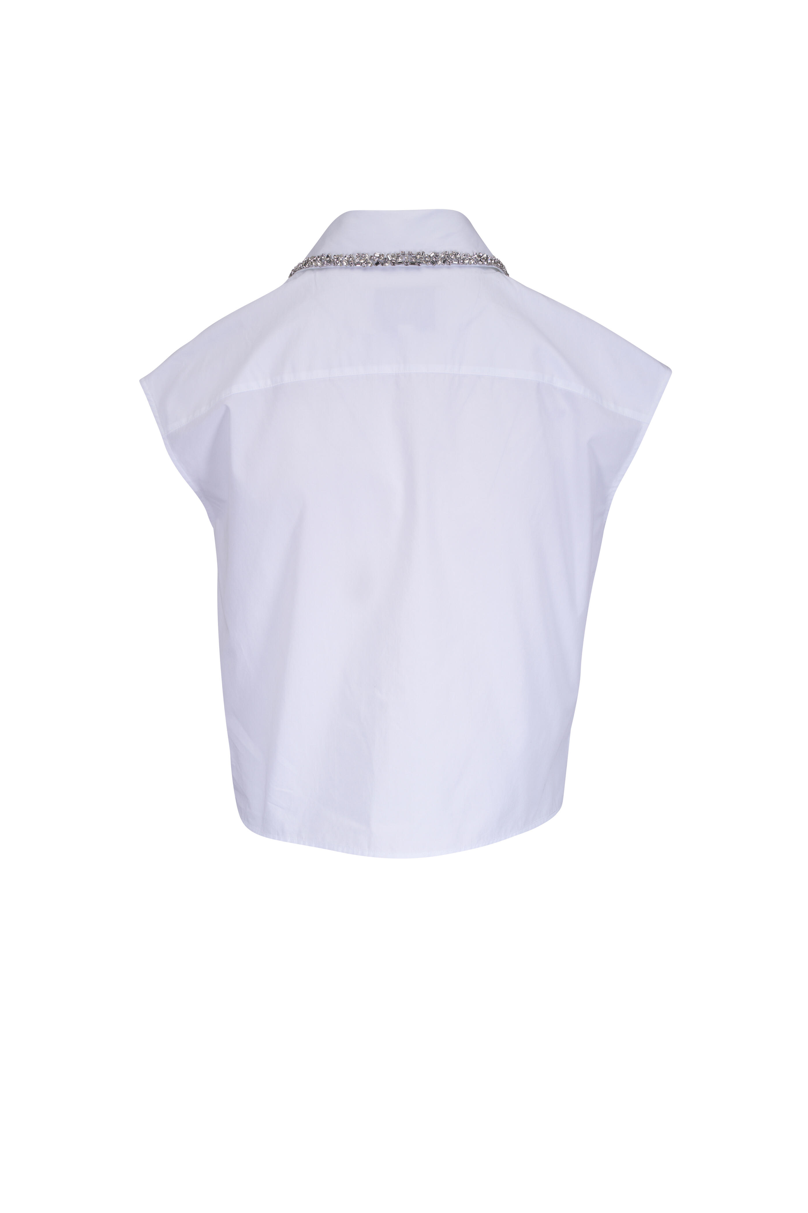 TWP - White Cap Sleeve Beaded Collar Top