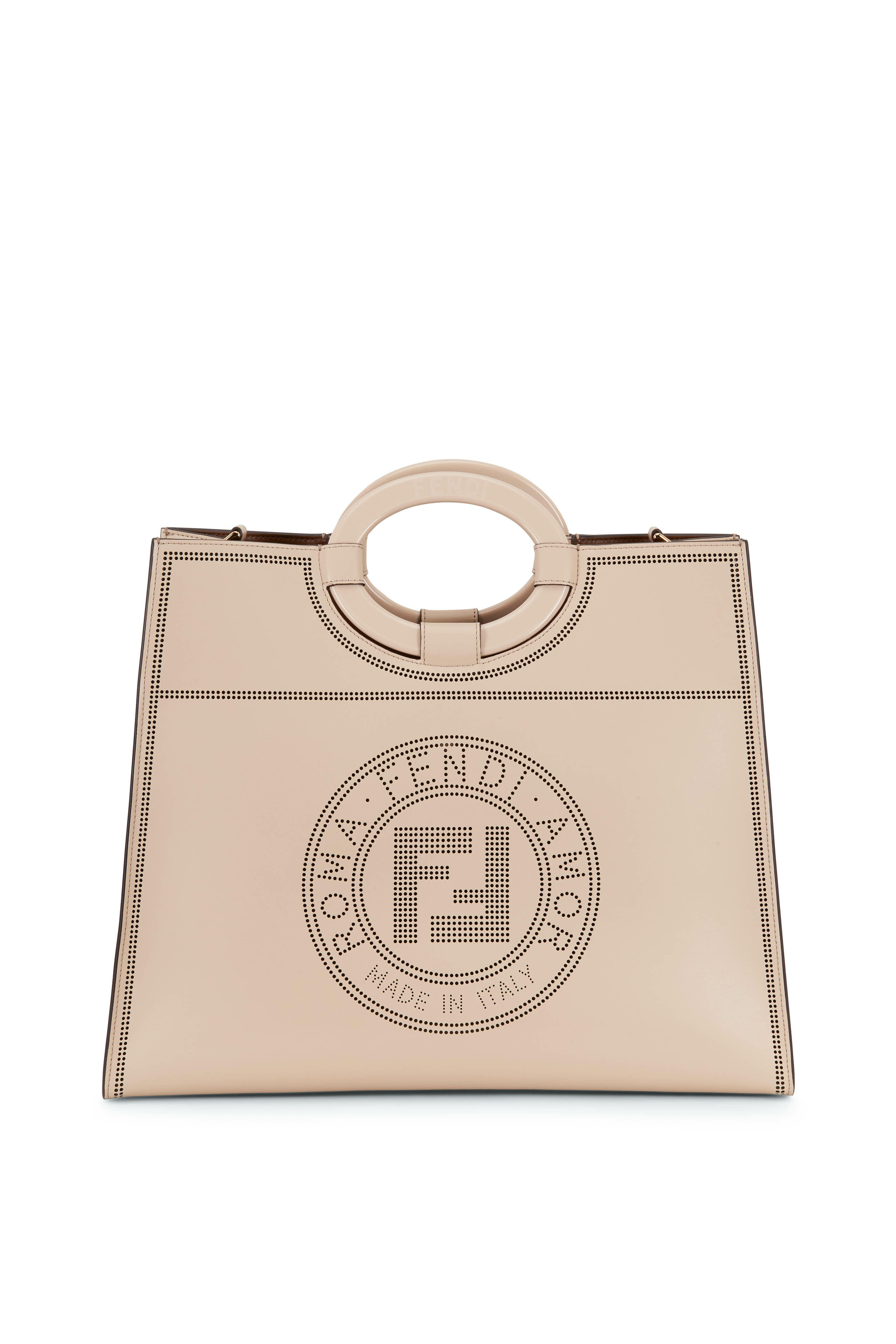 FENDI☆ロゴポイント 2WAY トートバッグ BEIGE LADIES Fendi - Runaway Beige Leather Perforated Logo Shopper