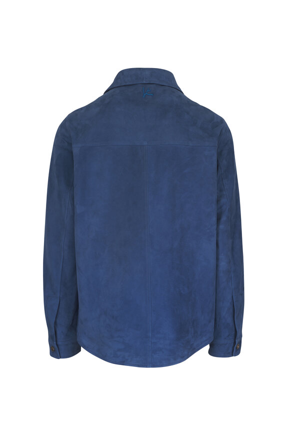 Isaia Blue Leather Shacket - view 3