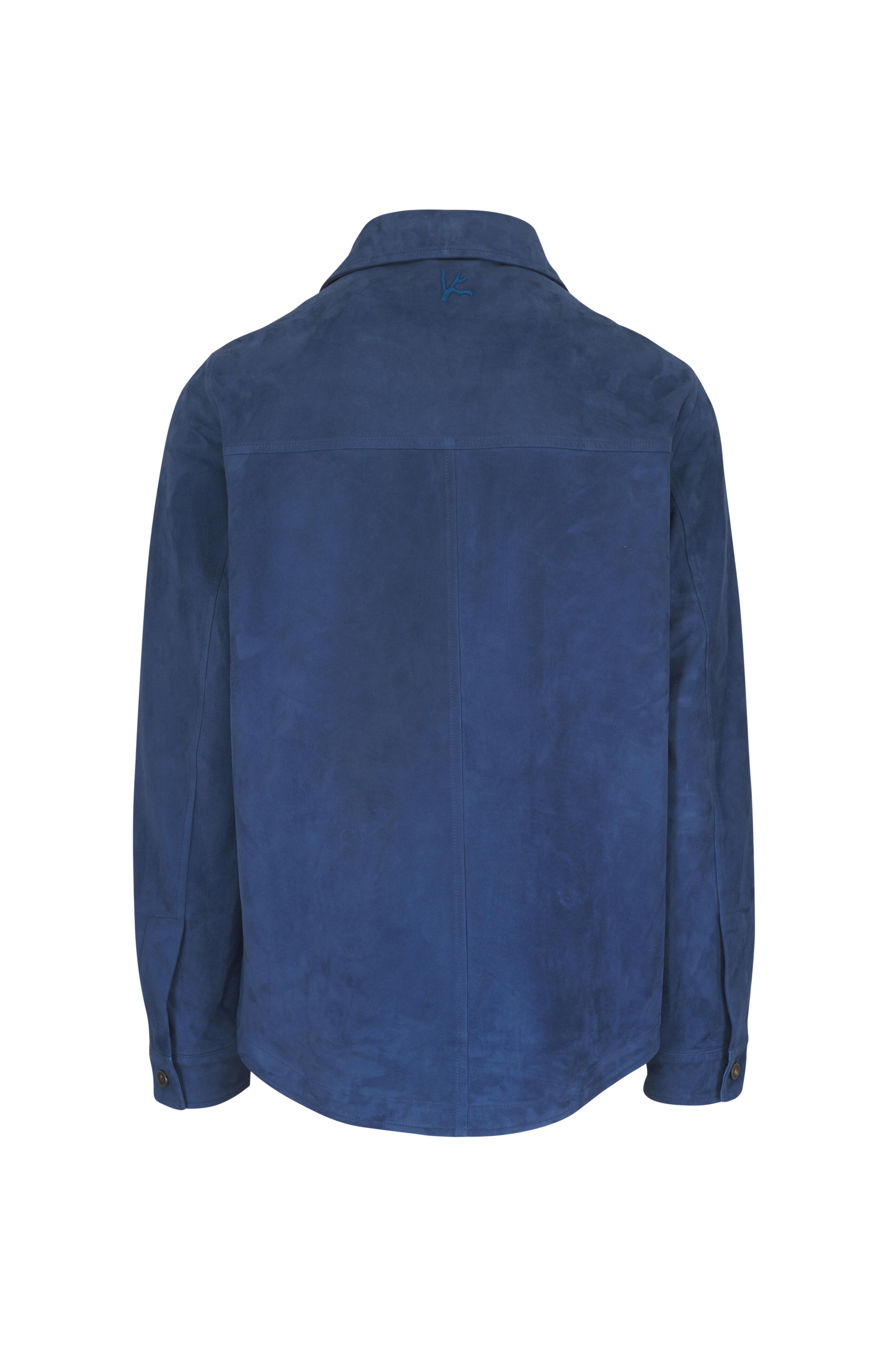 Isaia - Blue Leather Shacket - view 3