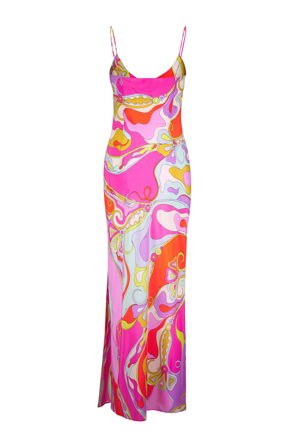 Pucci Multicolor Orchidee Print Silk Maxi Dress - view 3
