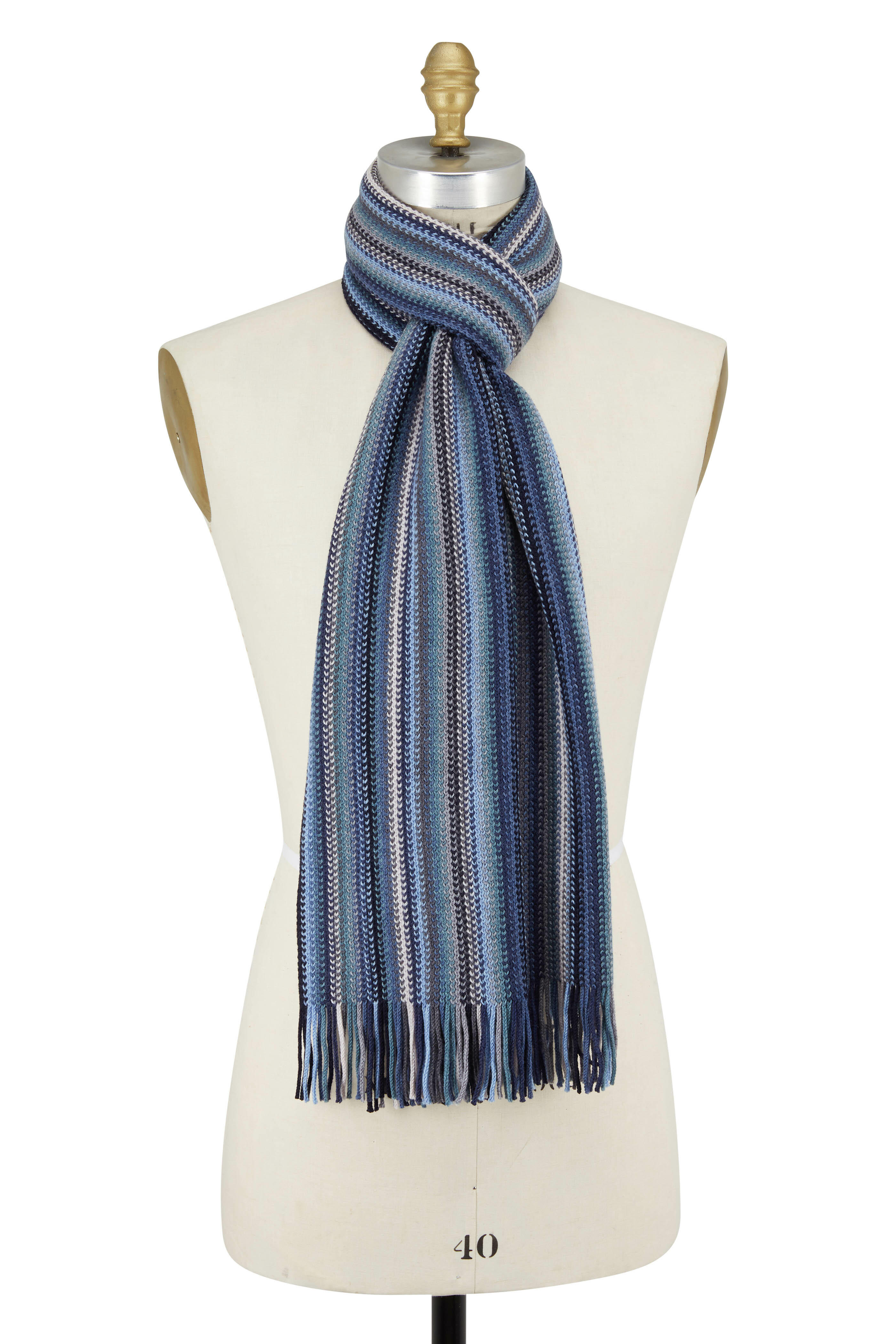 Chelsey Imports - Blue Multi Striped Wool Scarf | Mitchell Stores, image size:2800x4200