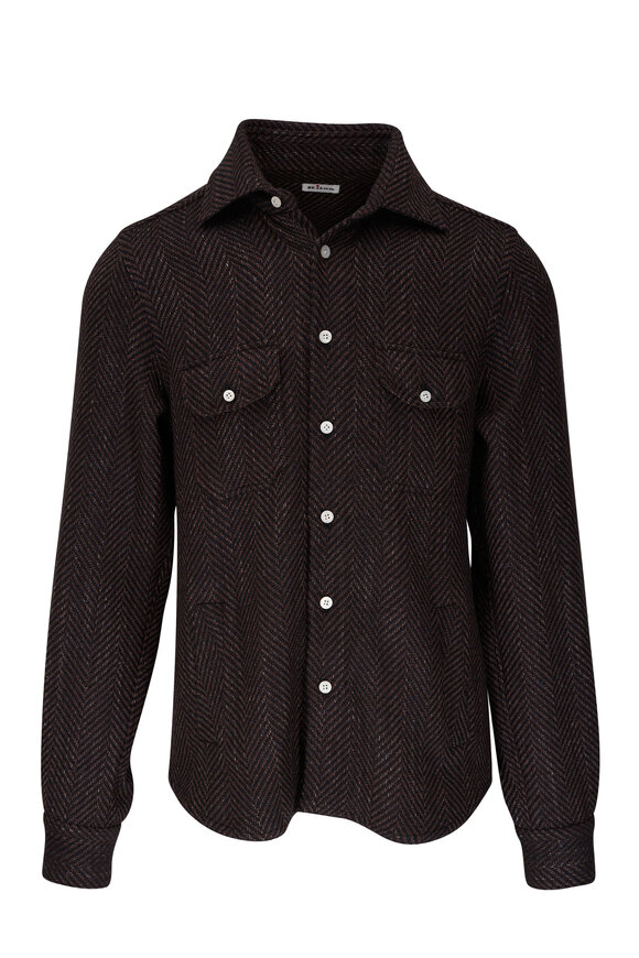 Kiton - Brown Chevron Print Overshirt