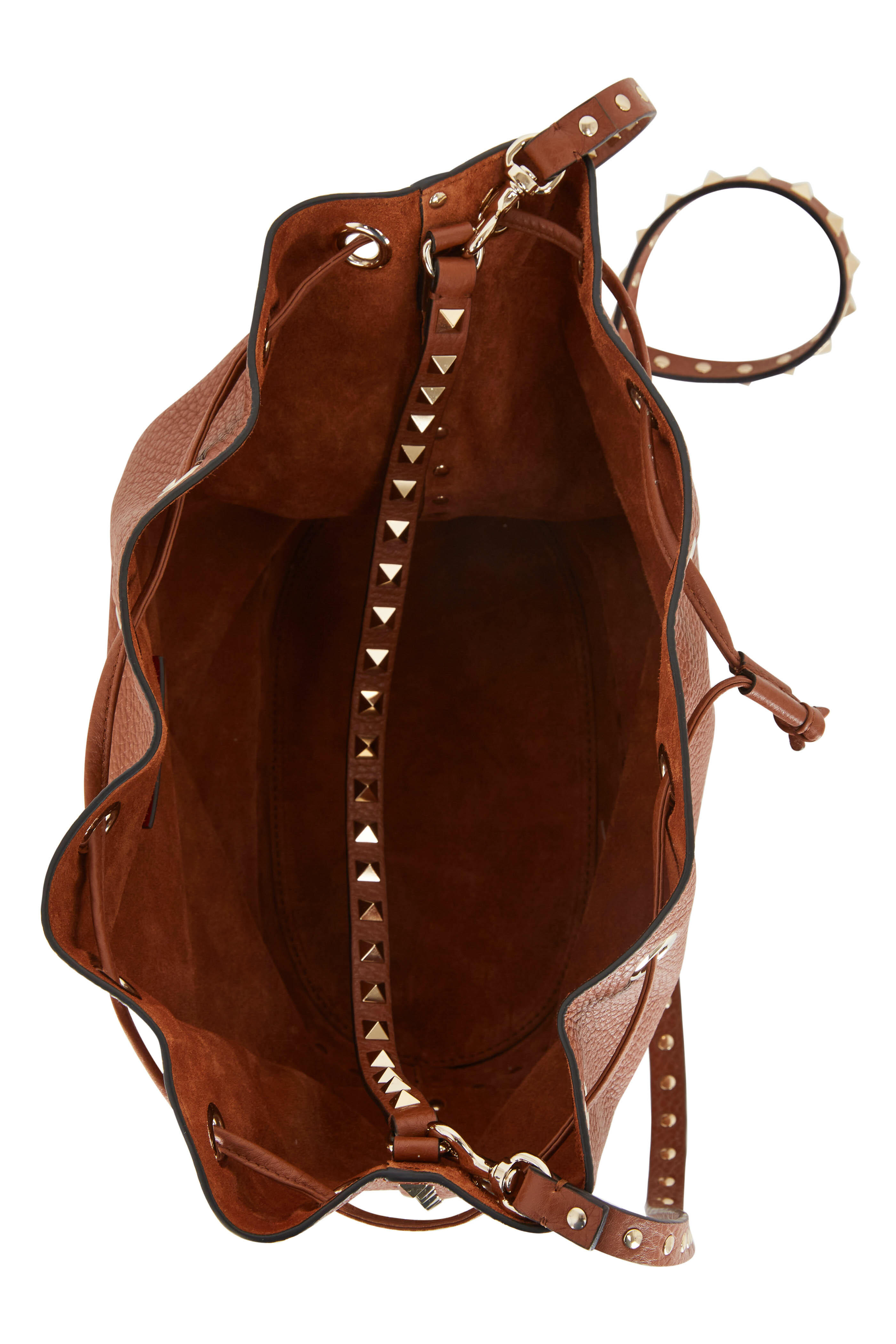 Valentino Rockstud Tote Leather Bag Camel Brown