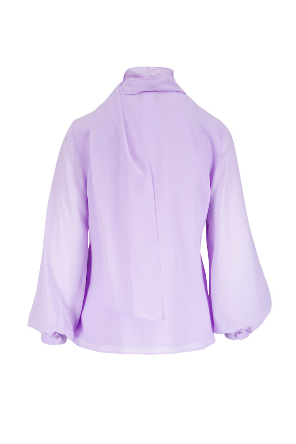 Akris Lavender Silk Scarf Button Up Blouse - view 4