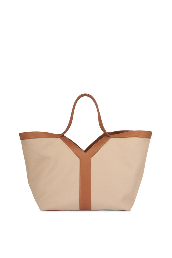 Saint Laurent Y Bicolor Sienna Canvas & Leather Tote - view 1
