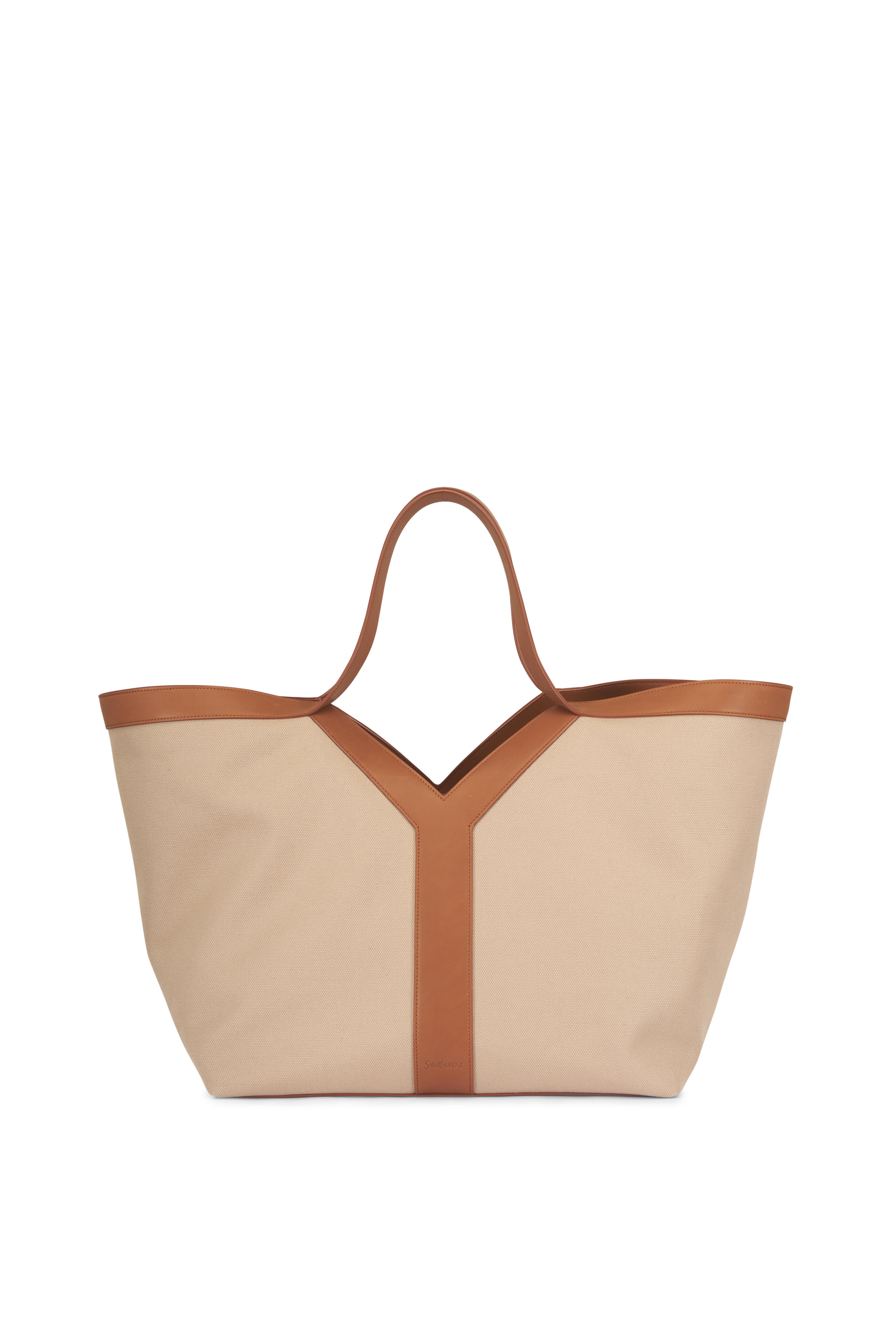Saint Laurent - Y Bicolor Sienna Canvas & Leather Tote - view 1