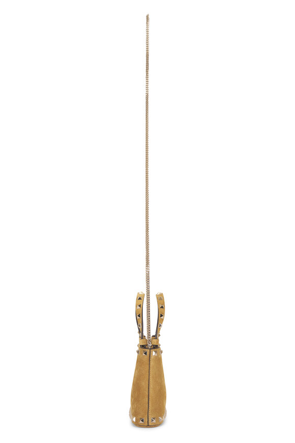 Valentino Garavani Mini Rockstud Havana Beige Suede Top Handle Bag - view 4