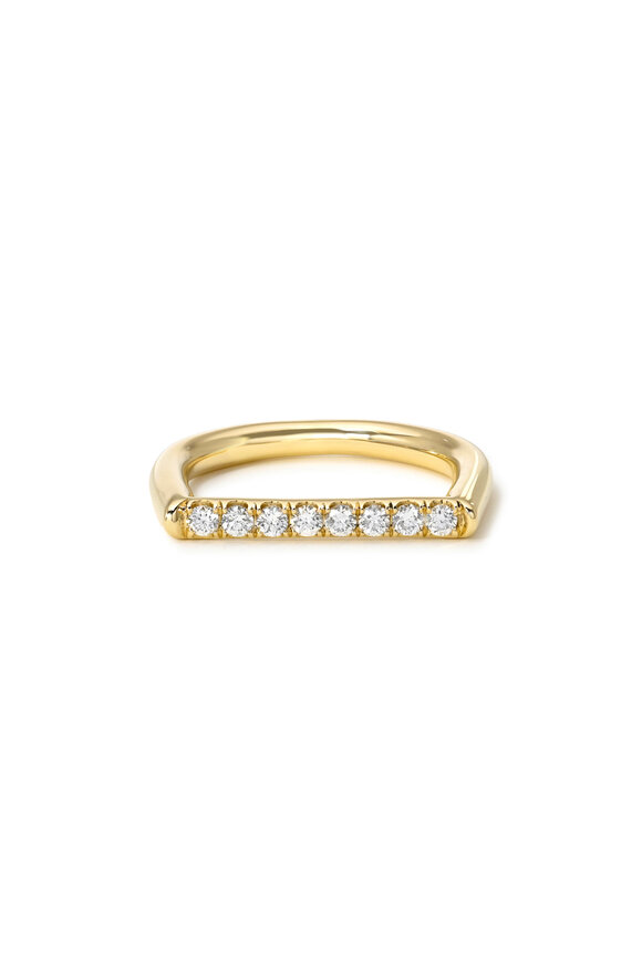 Dru 14k Yellow Gold White Diamond Stack Square Ring - view 1