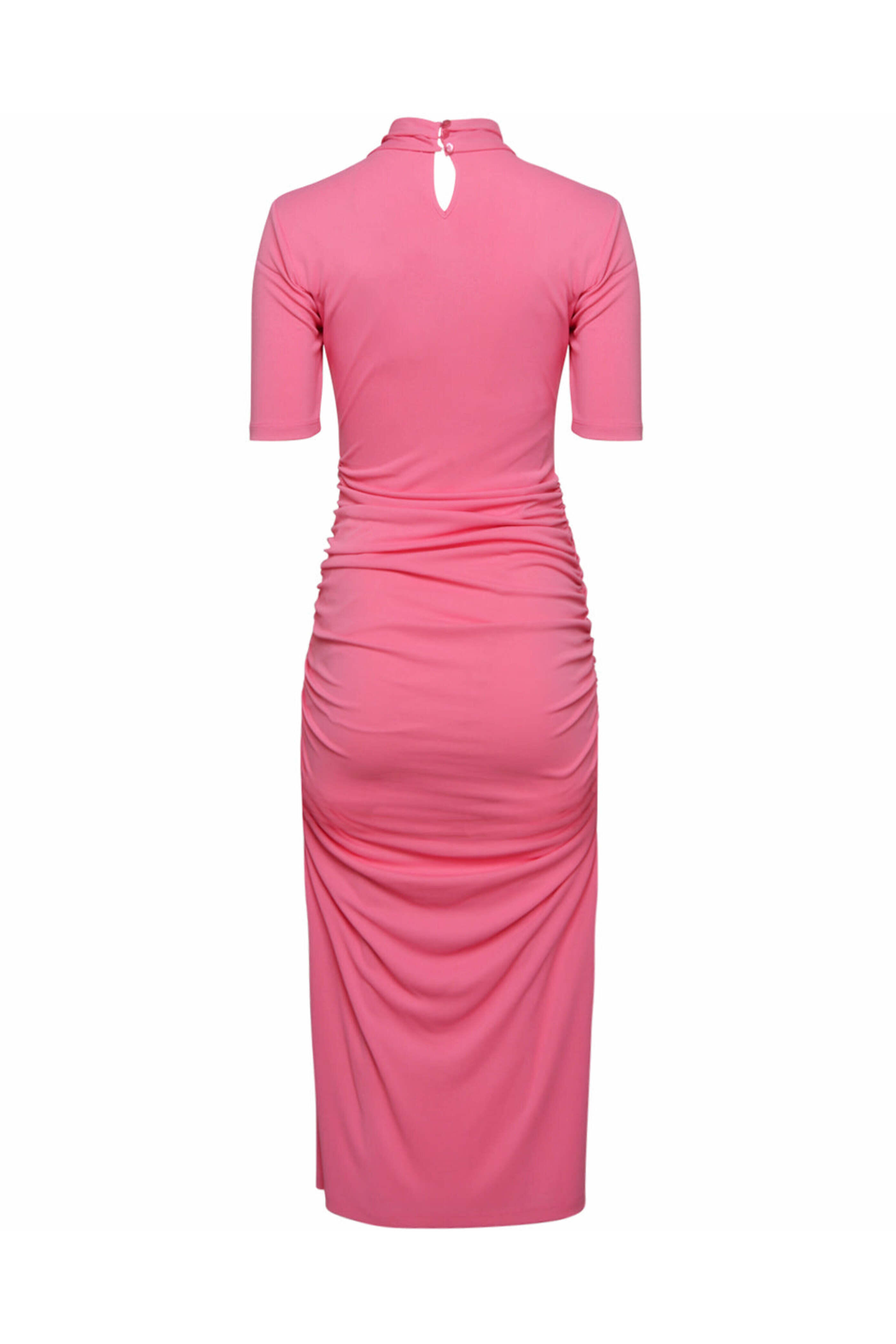 Carolina Herrera - Happy Pink Ruched Twist Front Midi Dress