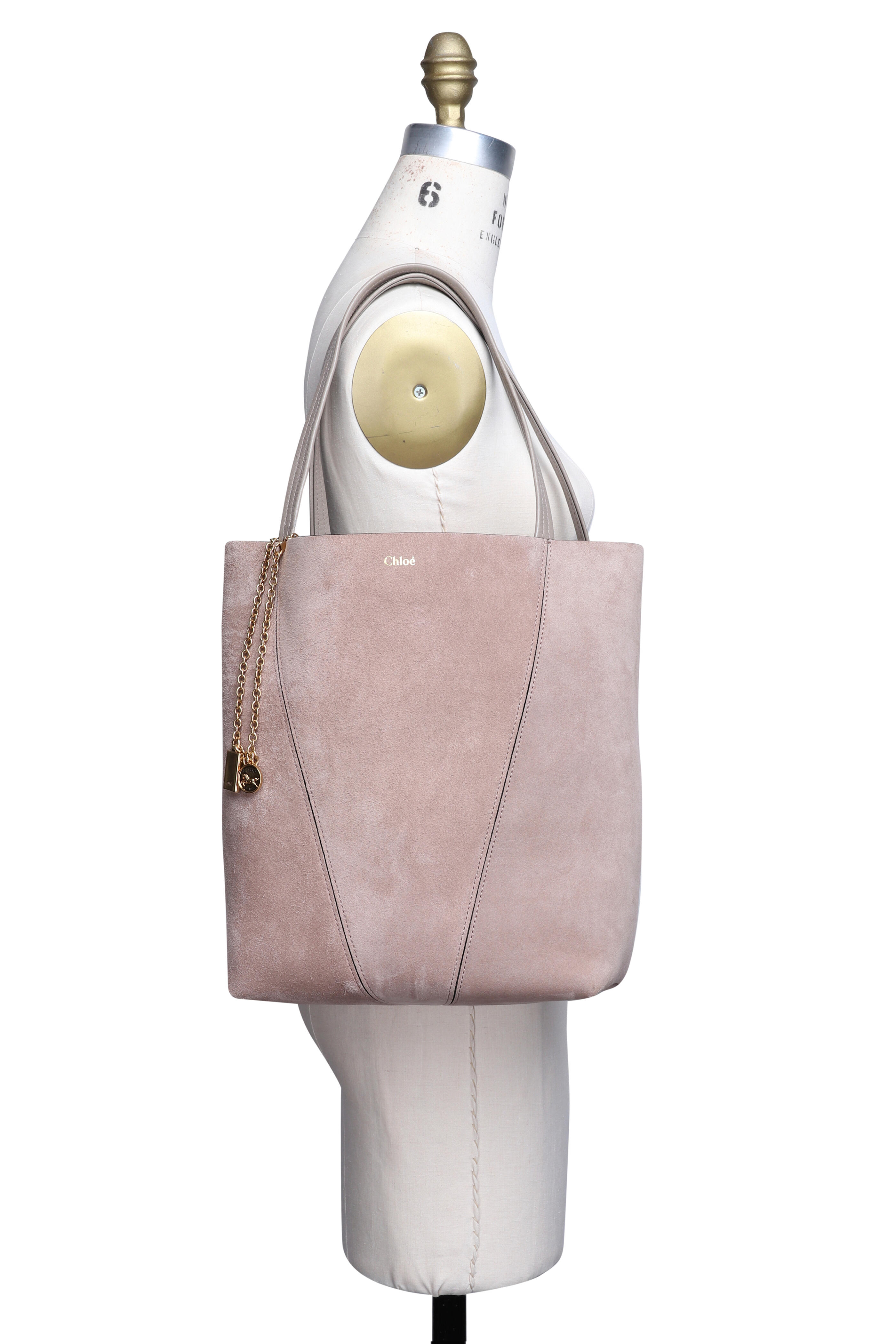 Chloé - Medium Spin Motty Gray Suede Leather Tote - view 5