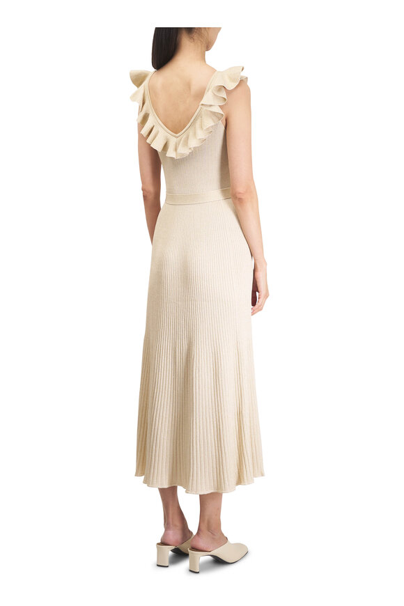 Zimmermann Awaken Light Gold Metallic Midi Dress - view 4