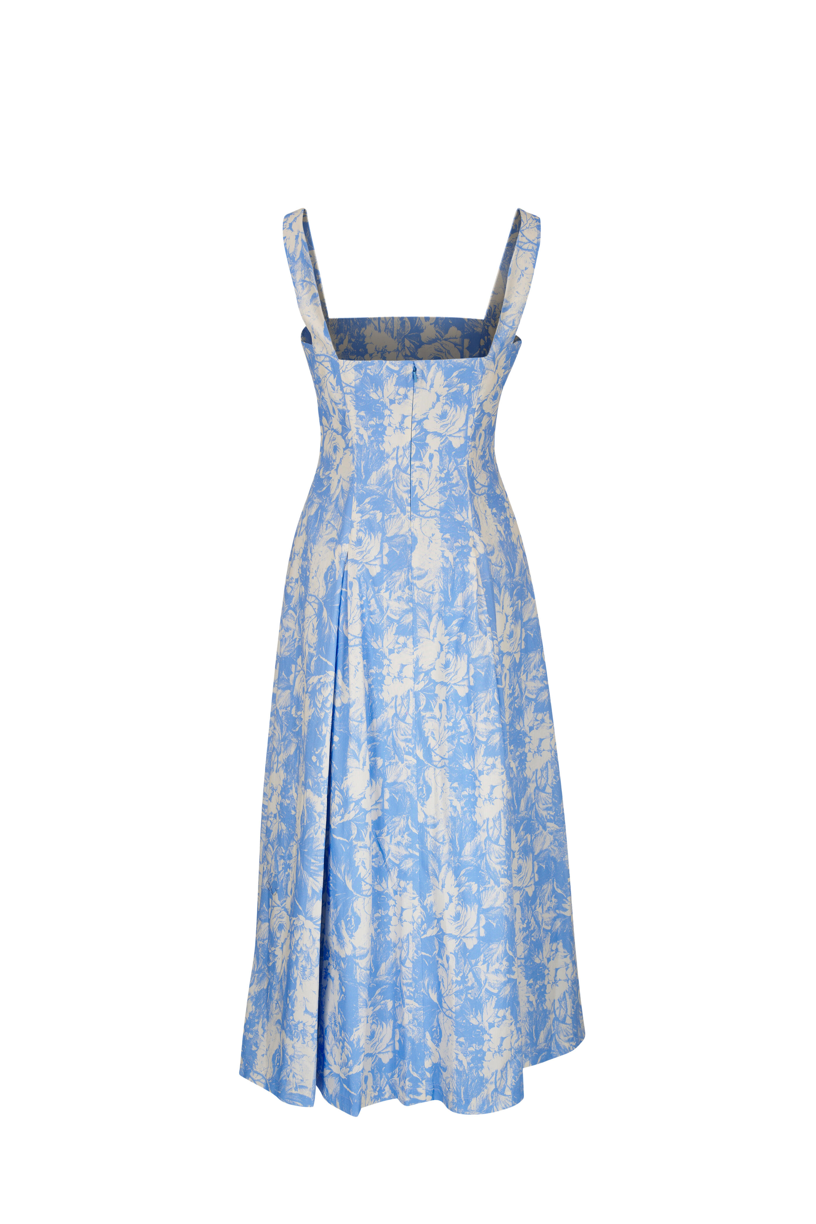 Lela Rose - Oxford & Ivory Floral Print Seamed Dress