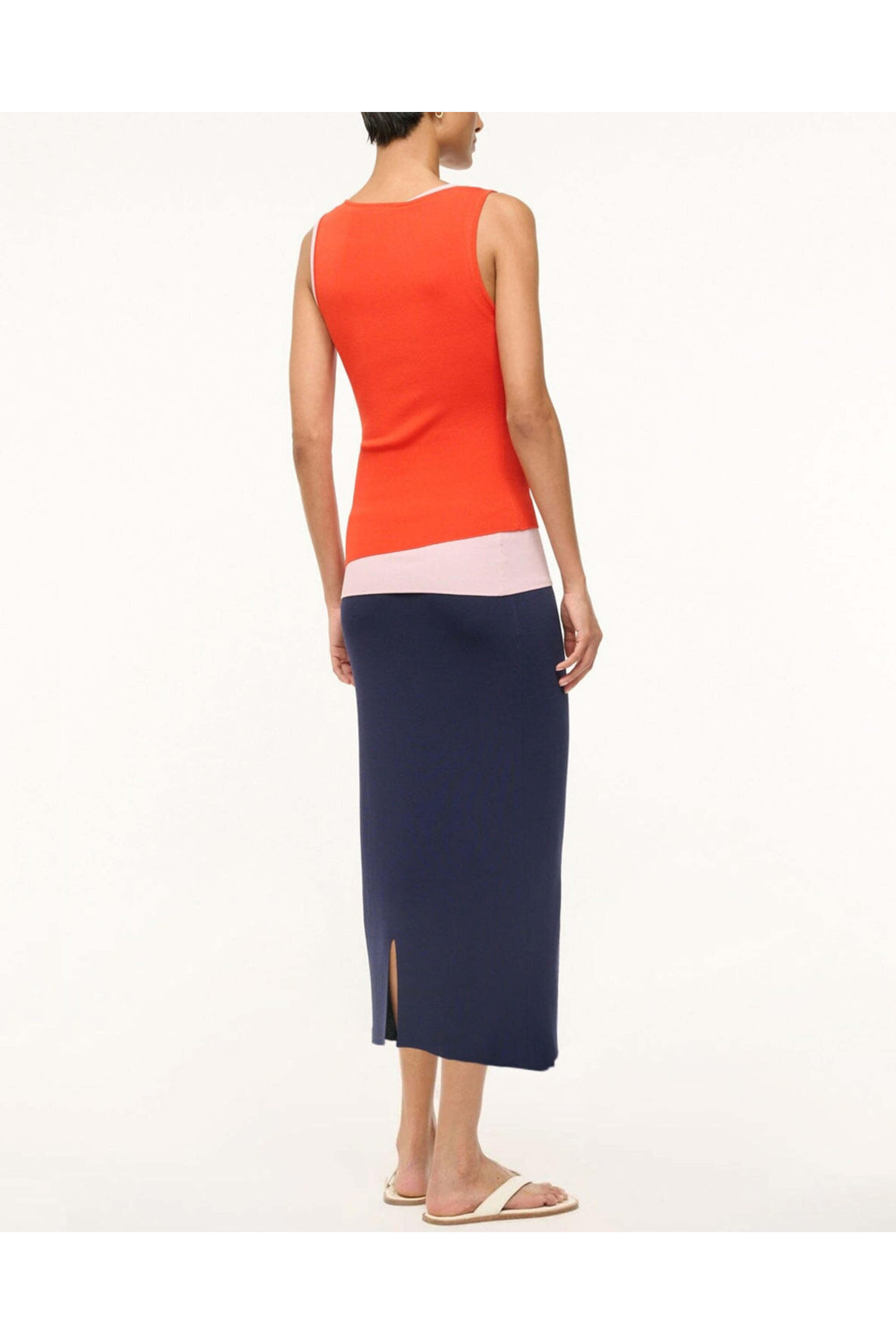 Staud - Cayenne and Navy Colorblock Hermosa Dress