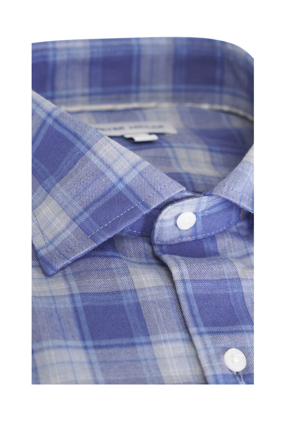 Peter Millar Cannon Performance Blue Flannel Sport Shirt - view 2