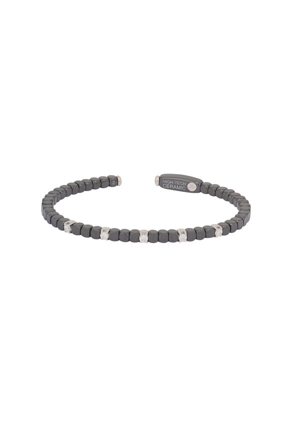 Demeglio 18k White Gold Diamond Dado Ceramic Bangle