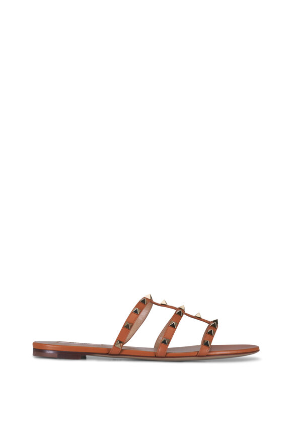 Valentino Garavani Almond Beige Leather Rockstud Sandal - view 6