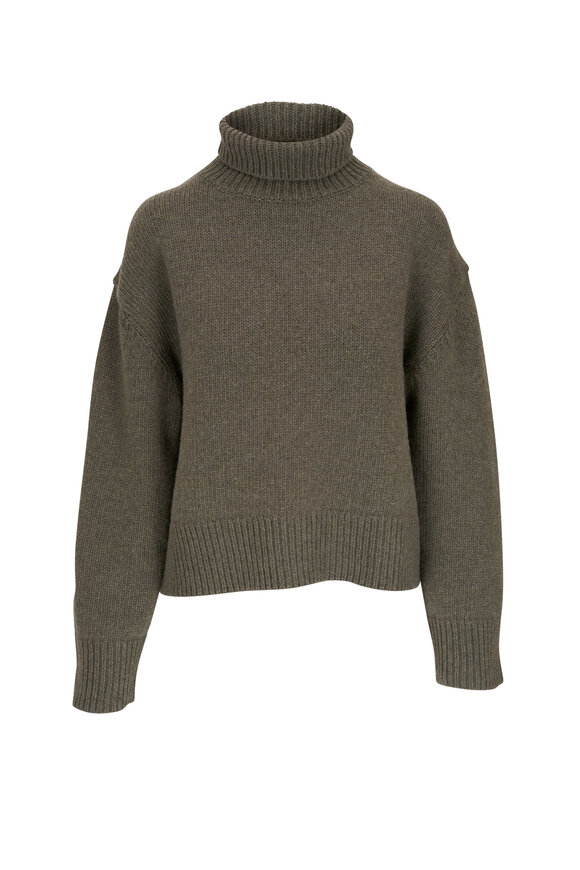 Nili Lotan - Omaira Army Green Wool Turtleneck Sweater 