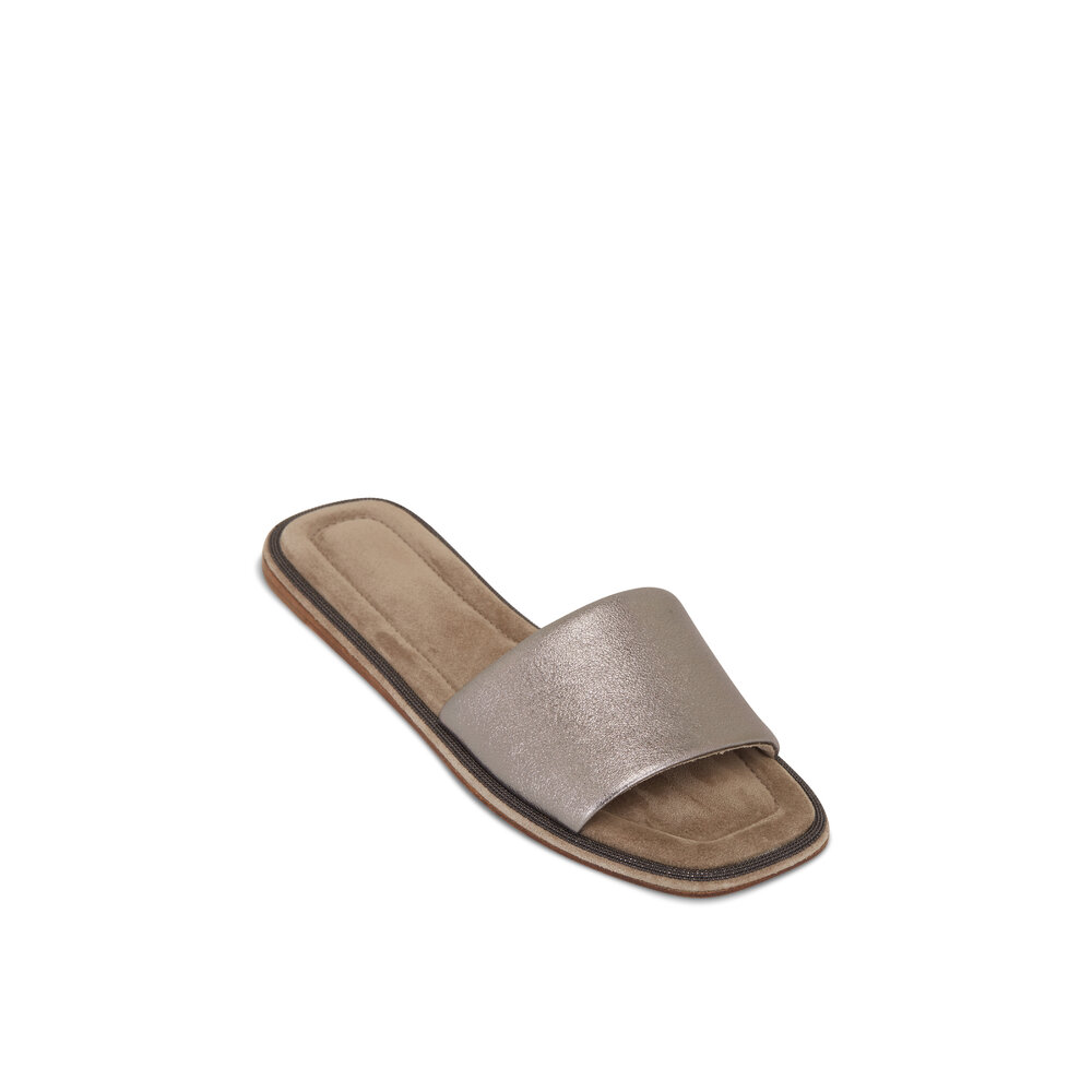 サンダル・ミュール BRUNELLO CUCINELLI Women Sandals MLSKG2678CCT55 Grey Leather sandals for women | Brunello Cucinelli