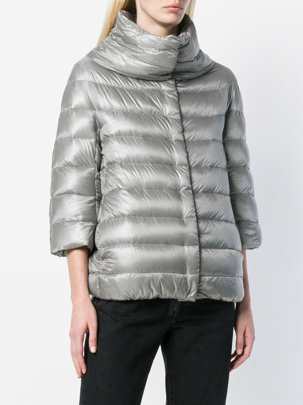Herno - Silver Three-Quarter Sleeve Puffer Jacket