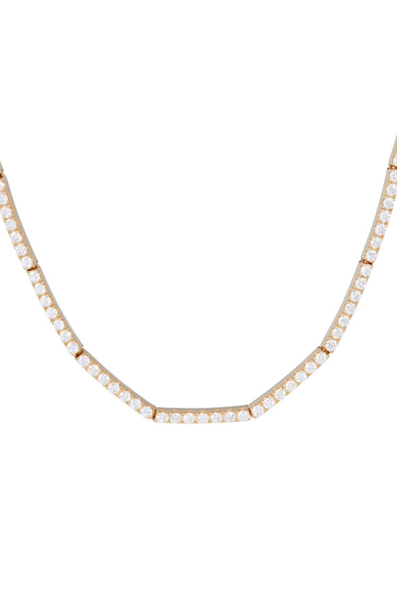 Sidney Garber 18k Yellow Gold Full Diamond Lyra Necklace - view 2