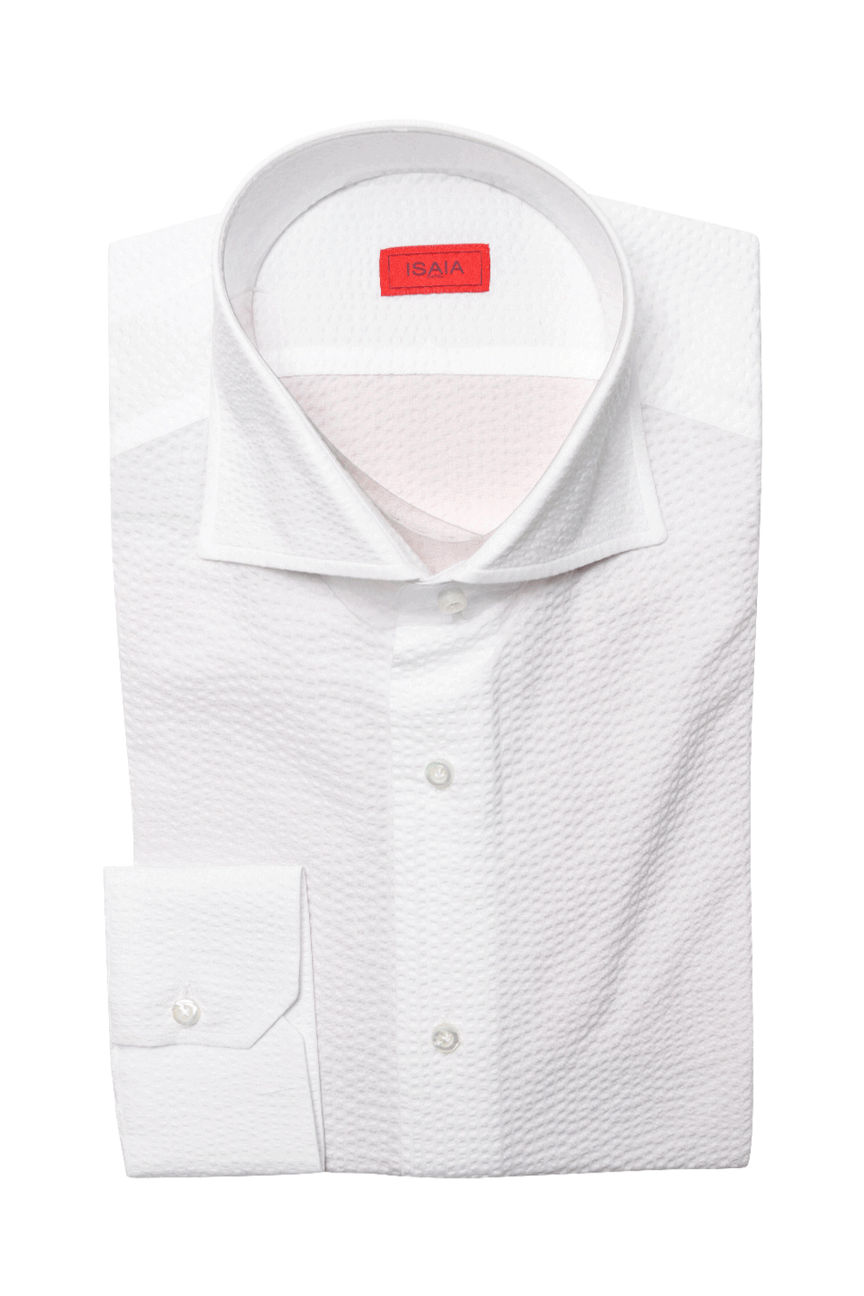 Isaia - White Seersucker Cotton Dress Shirt