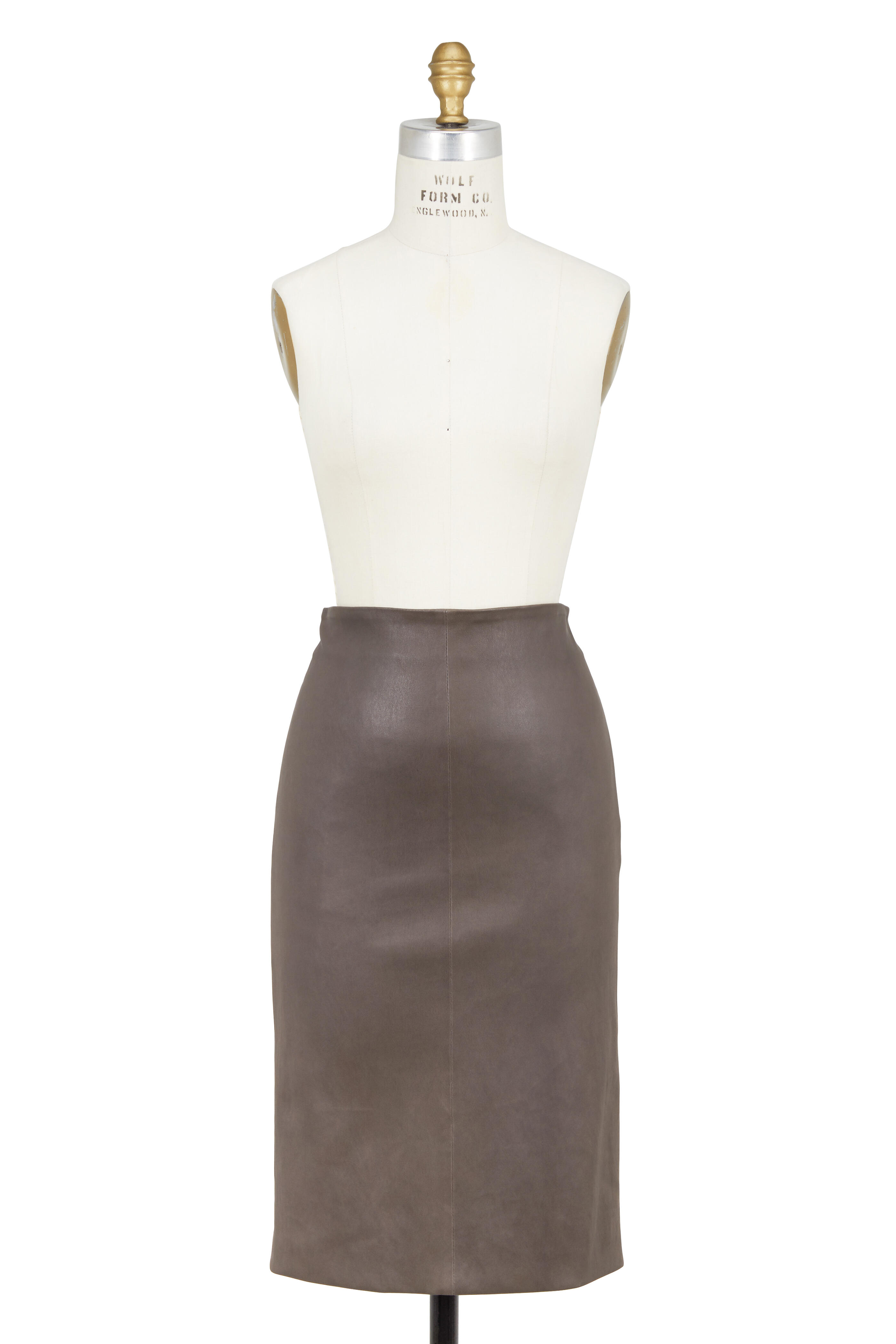Brunello Cucinelli - Graphite Leather Pencil Skirt