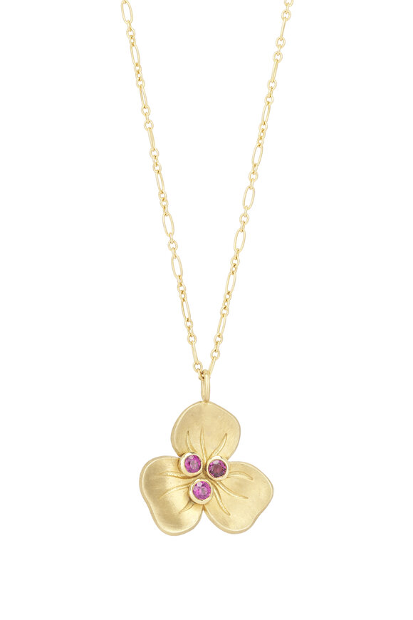 Lauren K Grape Garnet Pansy Pendant Necklace - view 2